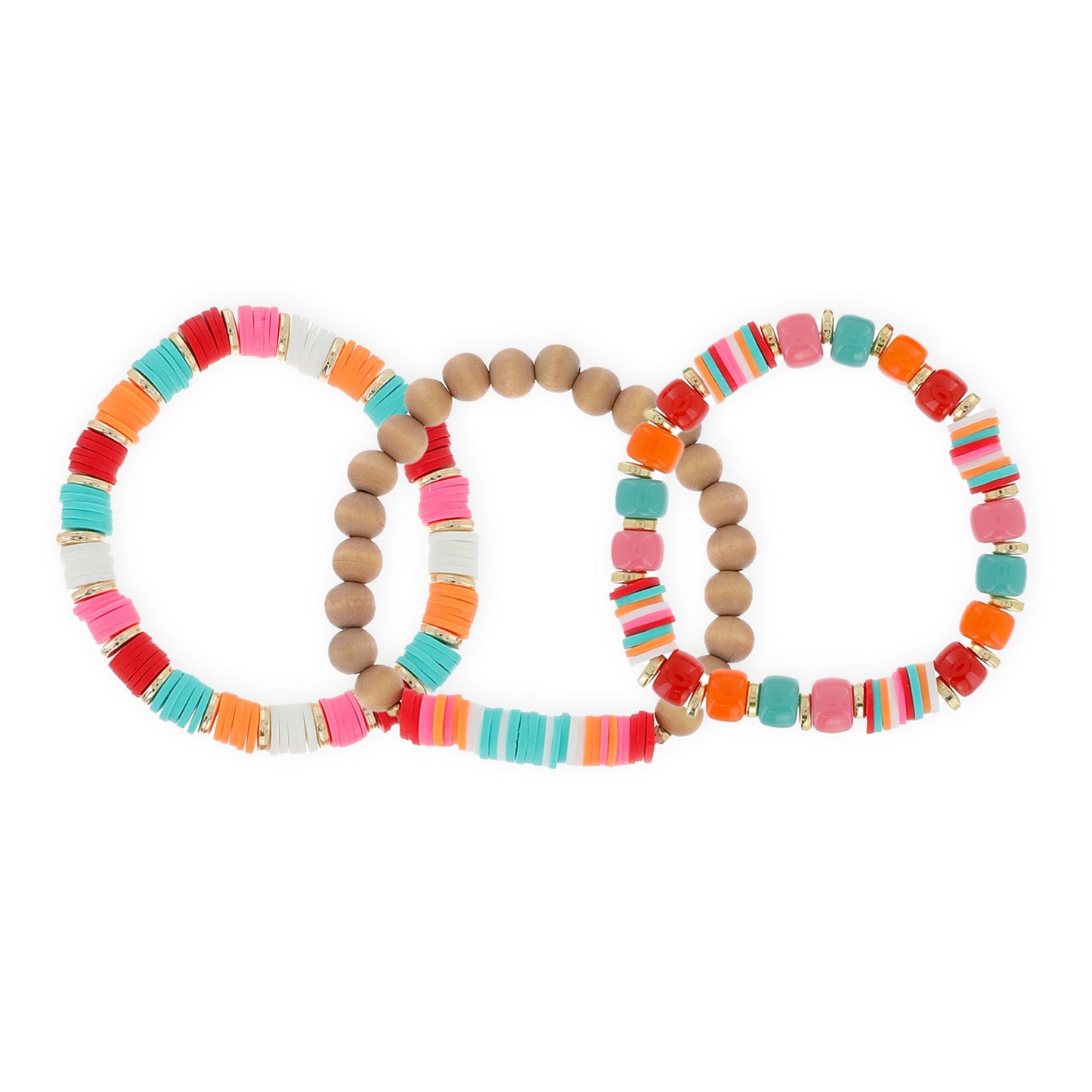 Summer Vibes Heishi Disc Stack of 3 Bracelets