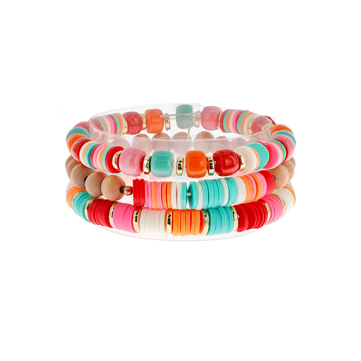 Summer Vibes Heishi Disc Stack of 3 Bracelets