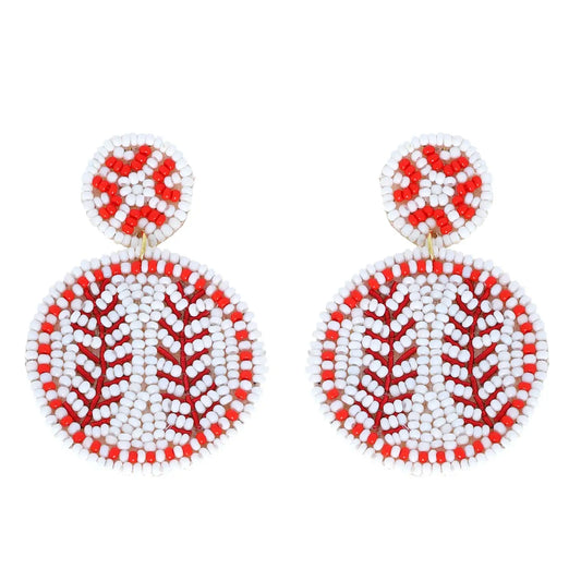 Baseball Beaded Drop Earrings