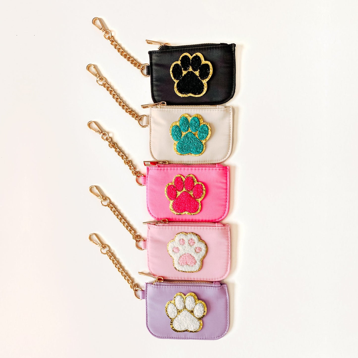 Paw Print Zipper Pouch Keychain WITH Wristlet Loop