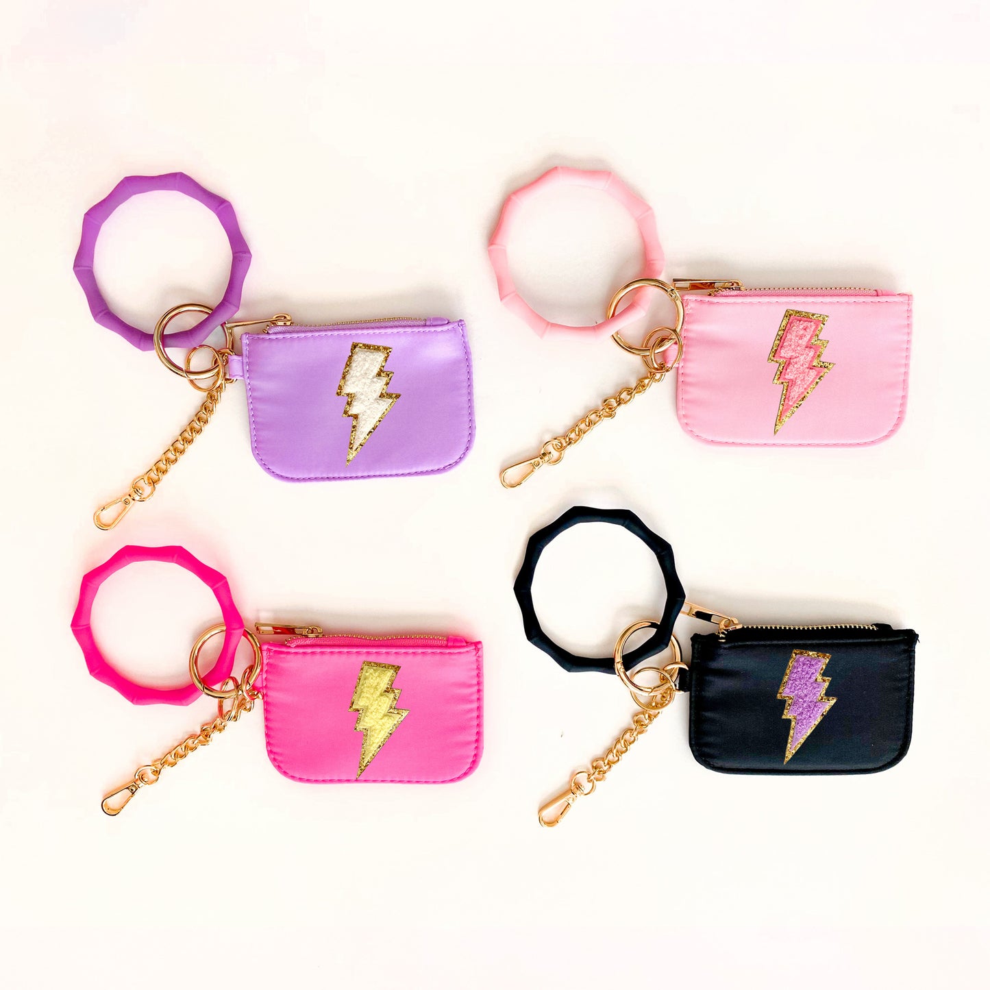 Zipper Pouch Keychain with Lightning Bolt AND Wristlet Loop