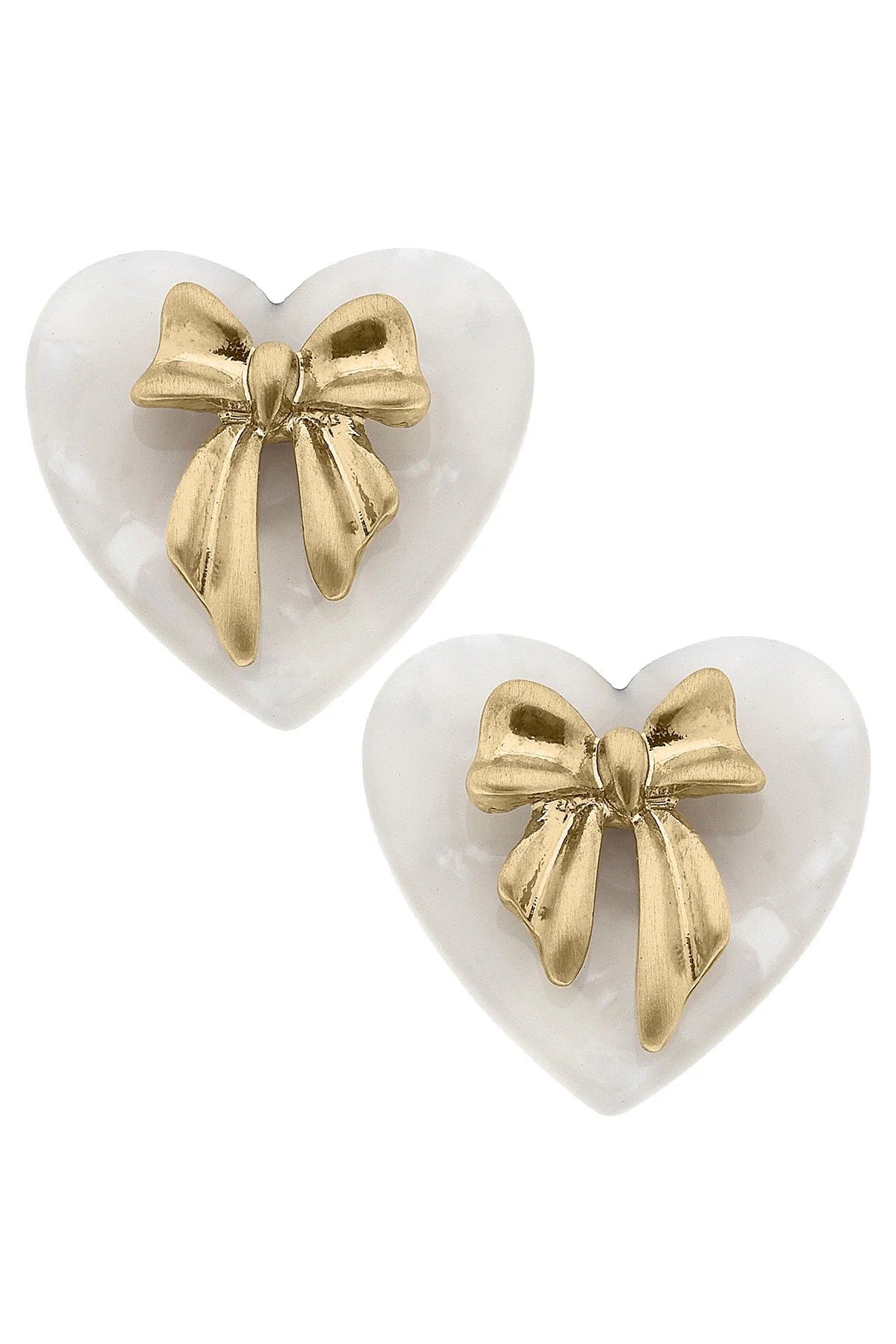 Mother of Pearl Statement Bow Stud Earrings