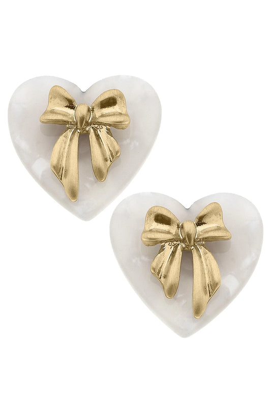 Mother of Pearl Statement Bow Stud Earrings