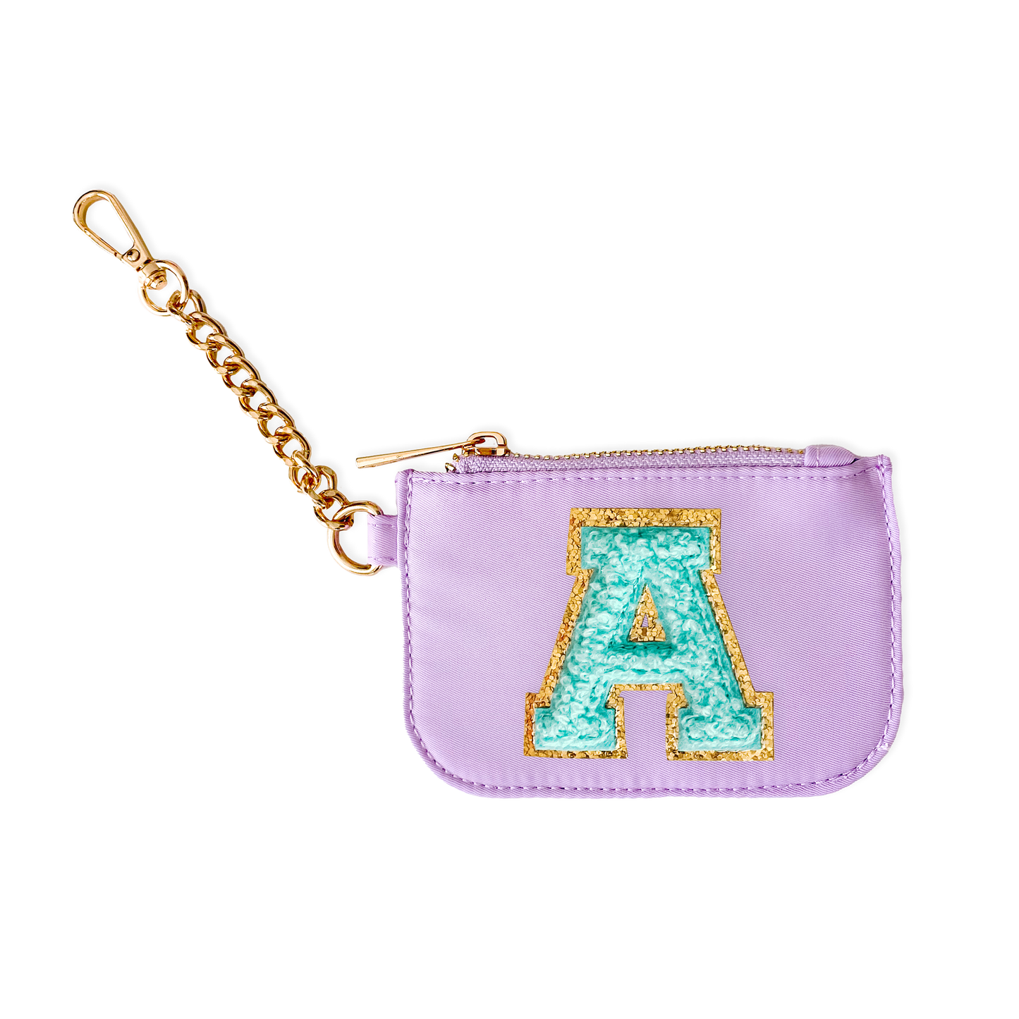 Zipper Pouch Keychain with Monogram Initial - Purple