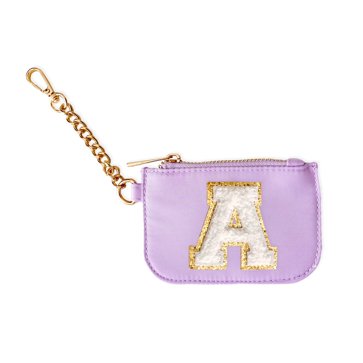 Zipper Pouch Keychain with Monogram Initial - Purple