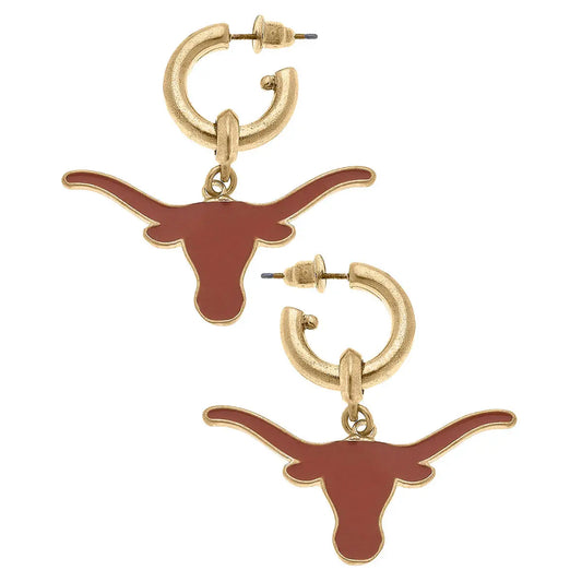 University of Texas Longhorns Drop Hoop Earrings